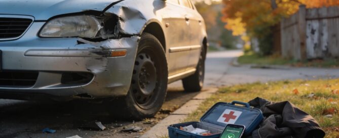Minnesota No-Fault Auto Insurance concept with cars and serene accident scene
