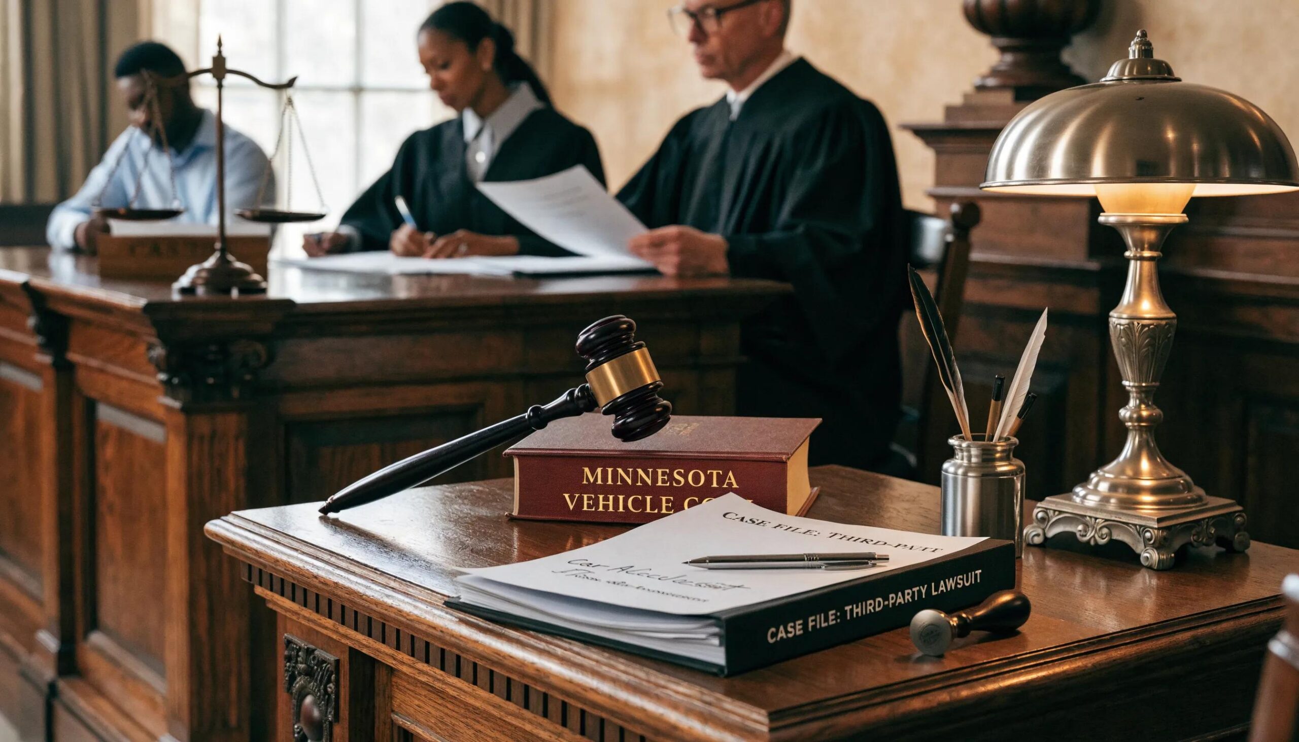 Pursuing third-party lawsuits in Minnesota with legal themes and courtroom imagery